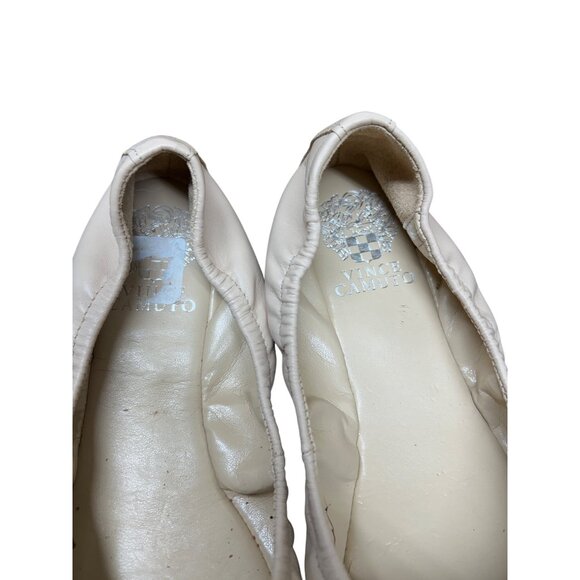 Vince Camuto Womens Leather Ballet Flats Size 8M Beige Elastic Slip-On - Picture 2 of 7